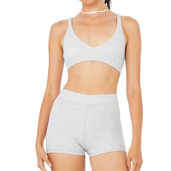 (SET) ALO Yoga Micro Waffle Pleasant Bra and Boy Shorts S Dusty Pink - Picture 5 of 5